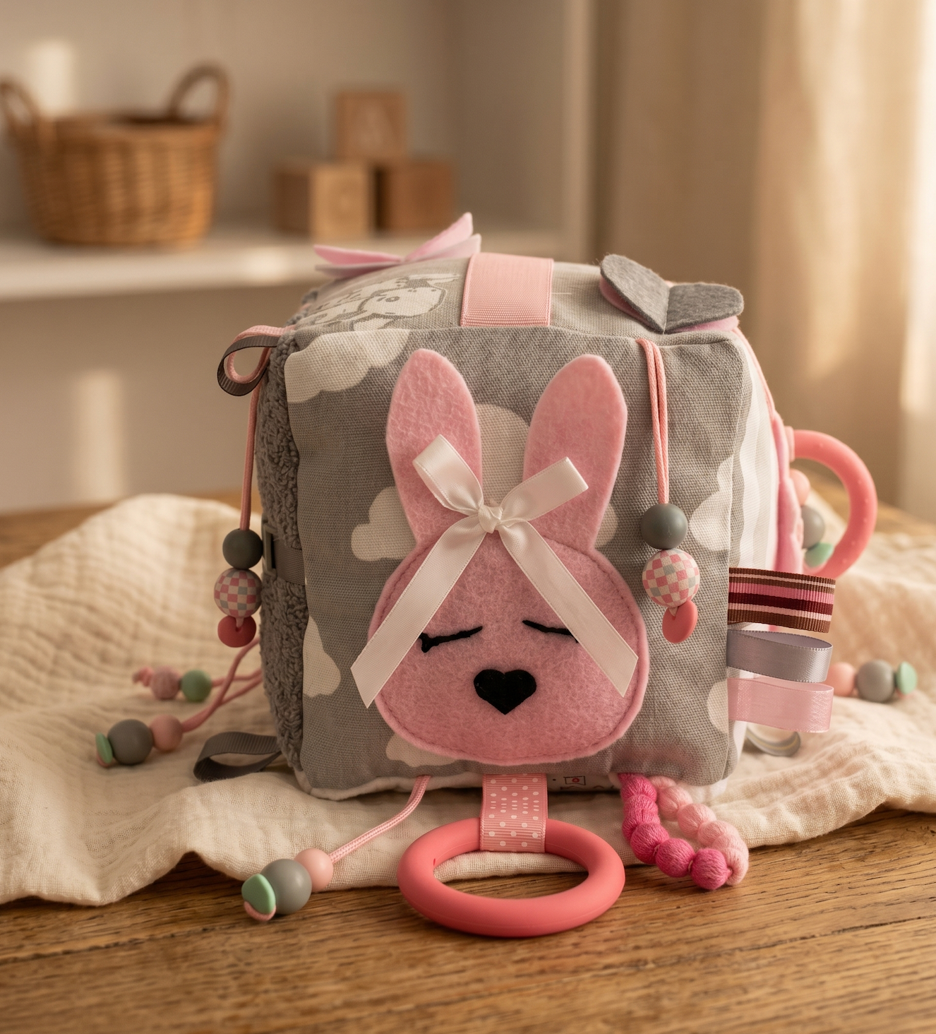 Sensory Cube – Bunny Pink